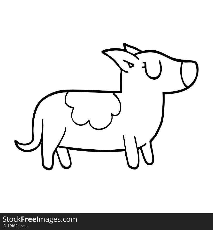 Line Drawing Cartoon Happy Dog