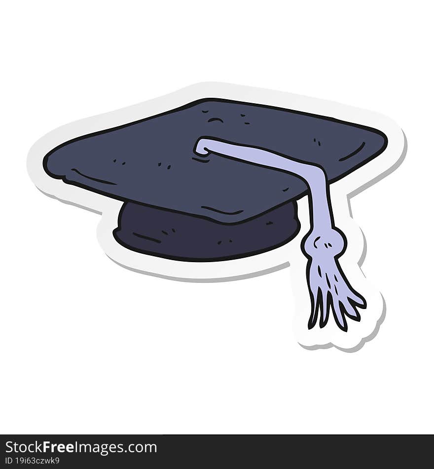 sticker of a cartoon graduation cap