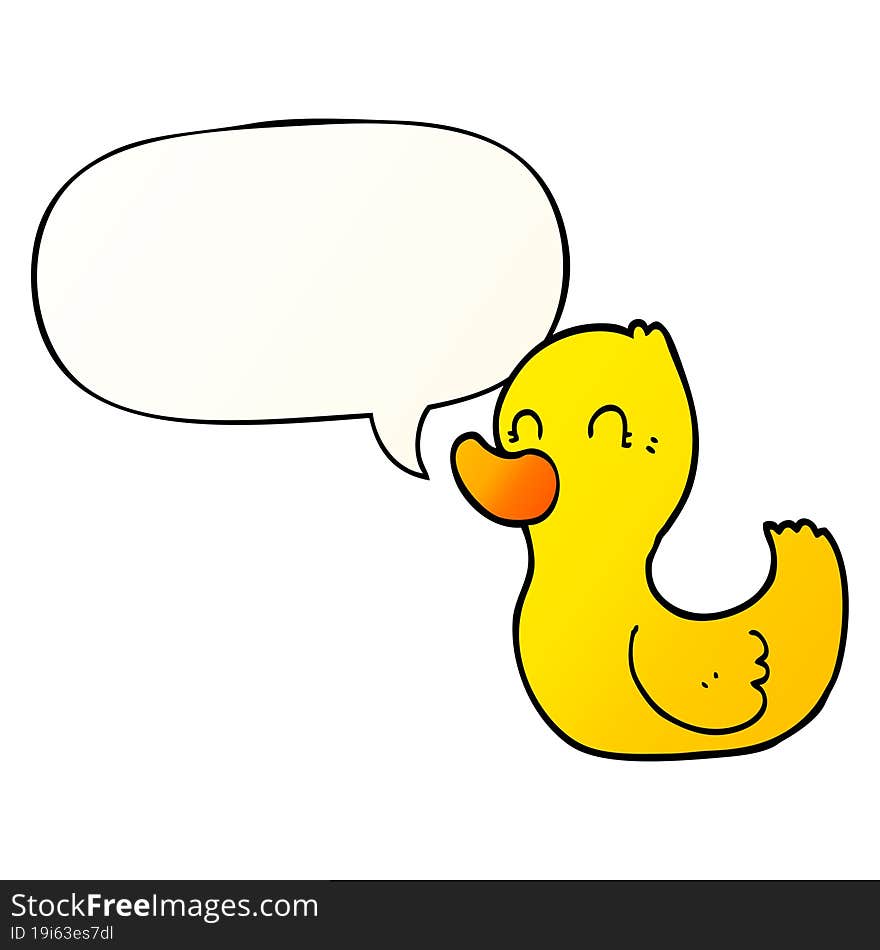 cartoon duck and speech bubble in smooth gradient style