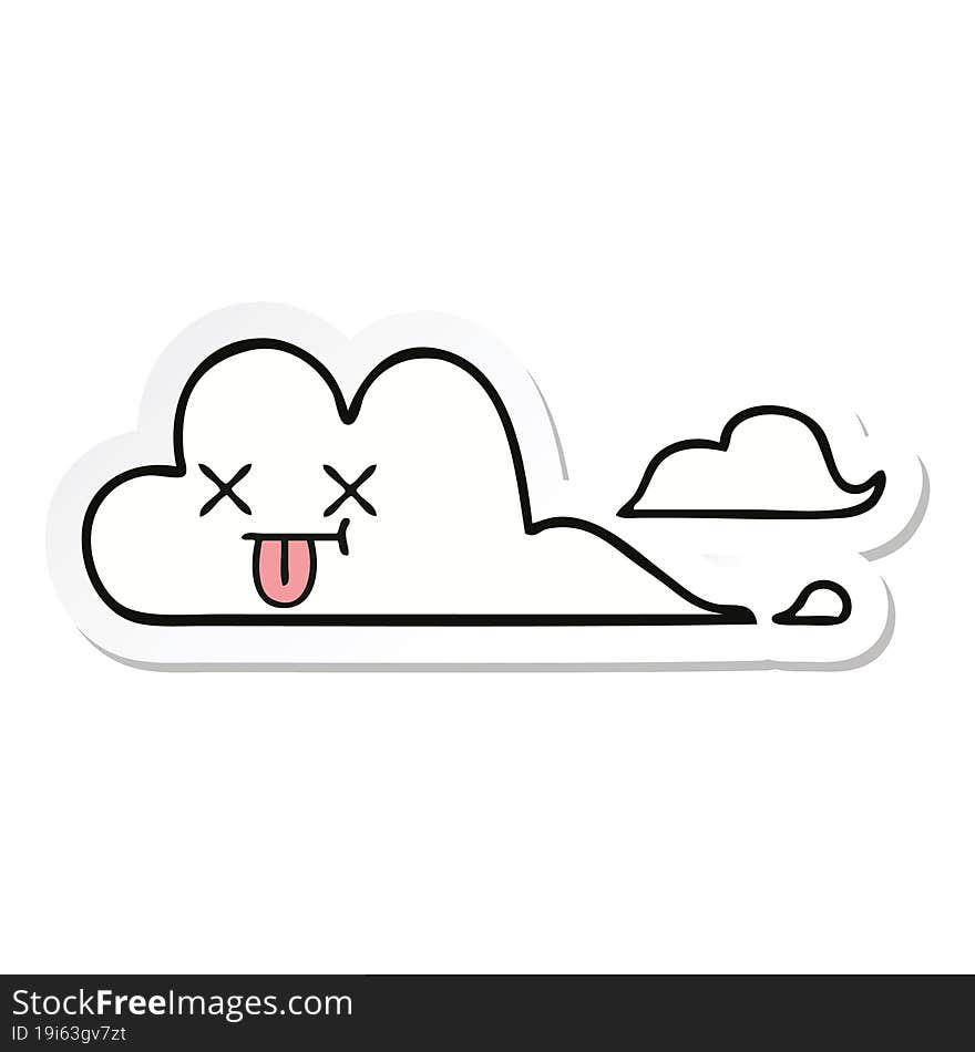 sticker of a cute cartoon cloud