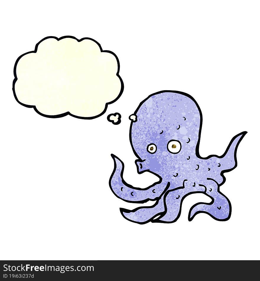 cartoon octopus with thought bubble