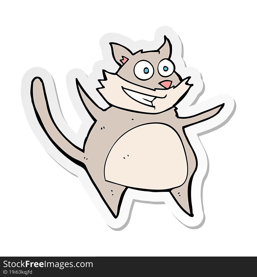 Sticker Of A Funny Cartoon Cat