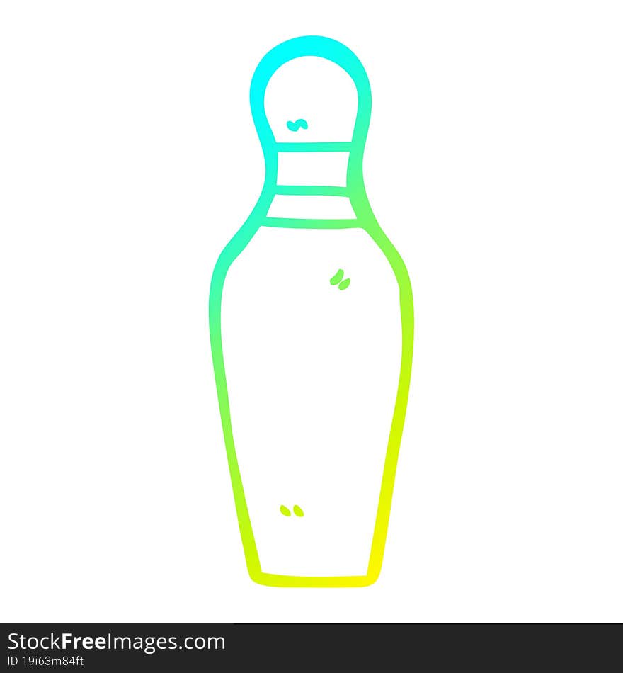 cold gradient line drawing cartoon bowling pin