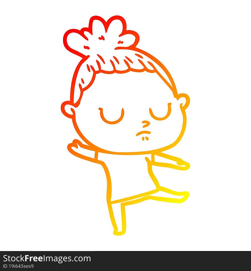 warm gradient line drawing cartoon calm woman