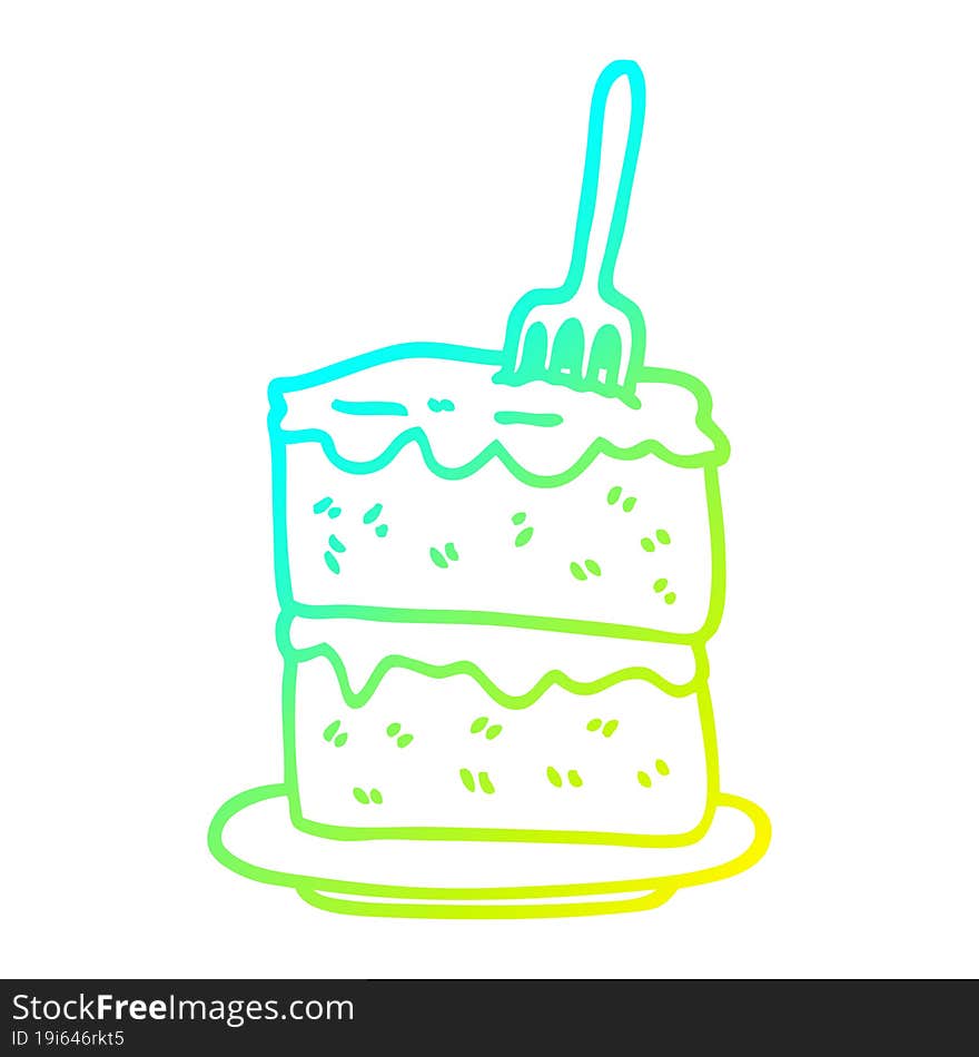 cold gradient line drawing cartoon slice of cake