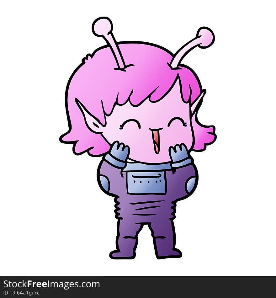 cartoon alien girl giggling. cartoon alien girl giggling