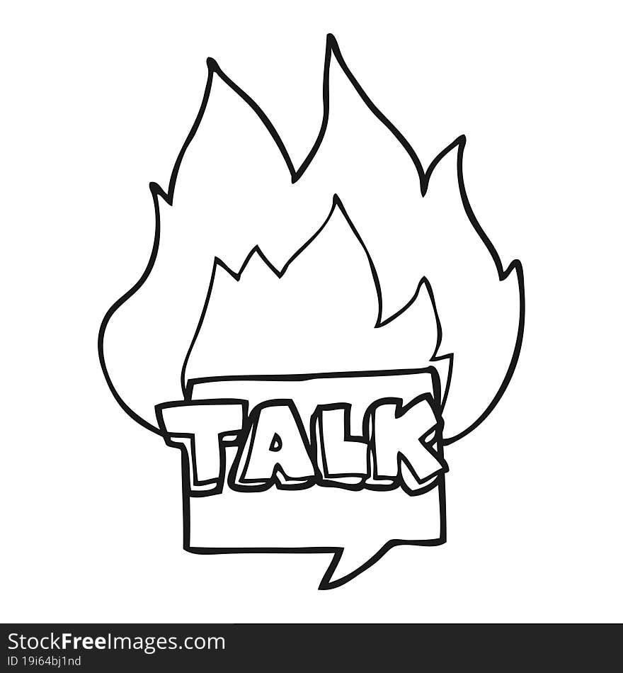 black and white cartoon talk symbol