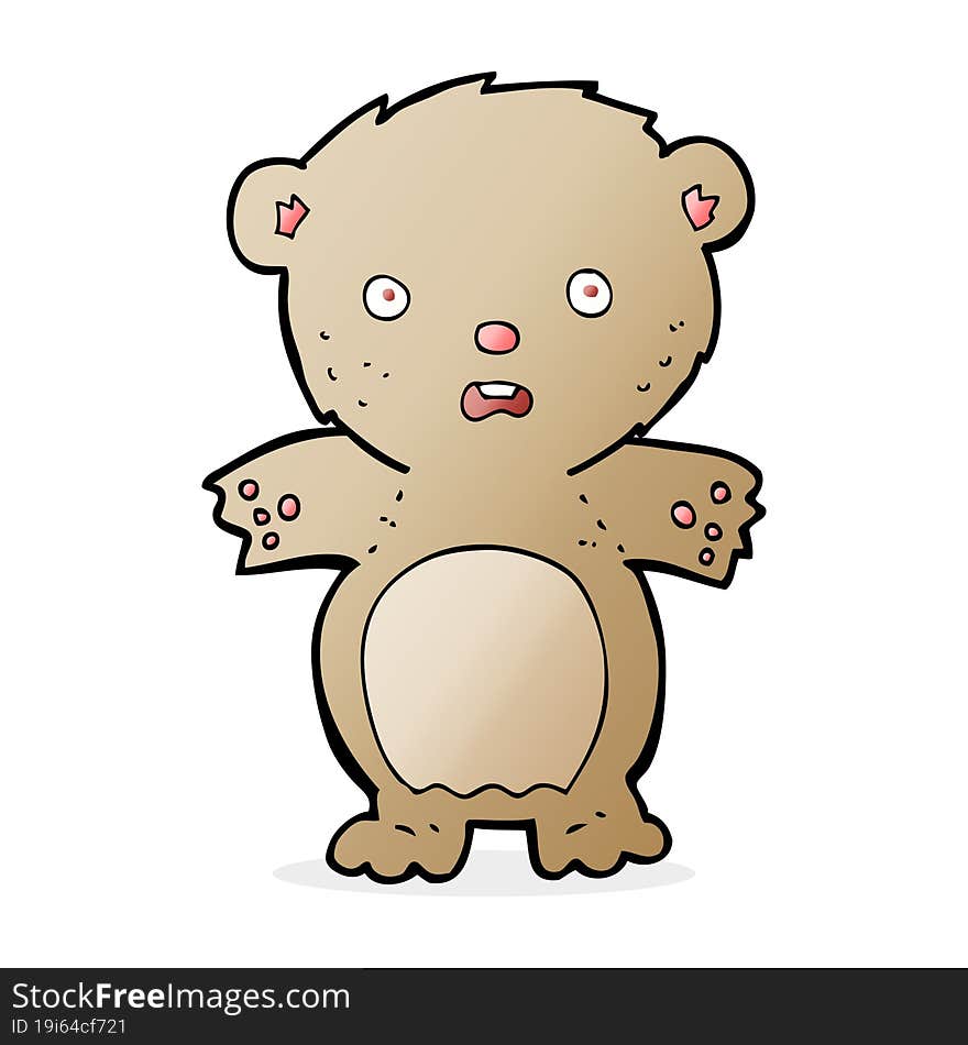 frightened teddy bear cartoon