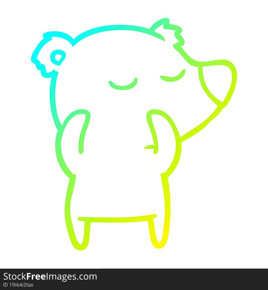 cold gradient line drawing happy cartoon polar bear