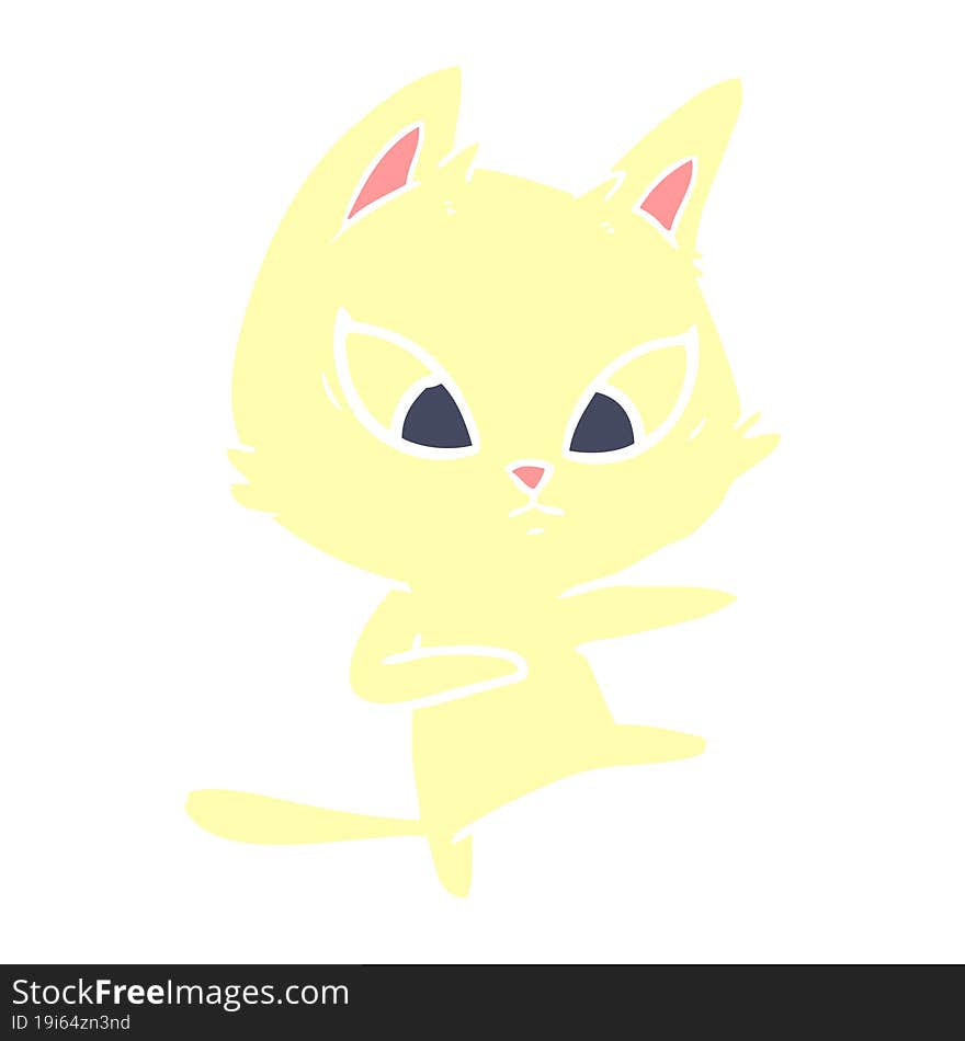 confused flat color style cartoon cat