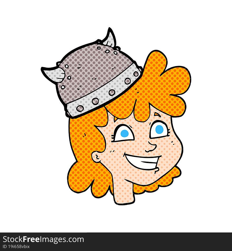 freehand drawn cartoon female viking. freehand drawn cartoon female viking