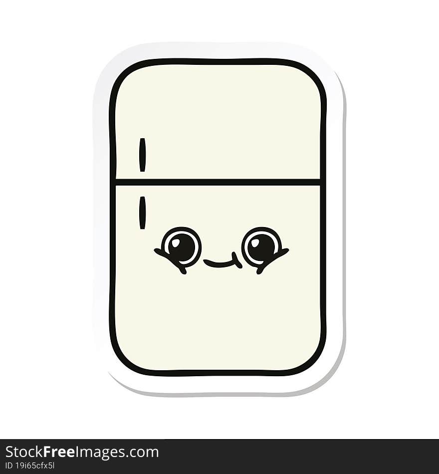 Sticker Of A Cute Cartoon Fridge Freezer