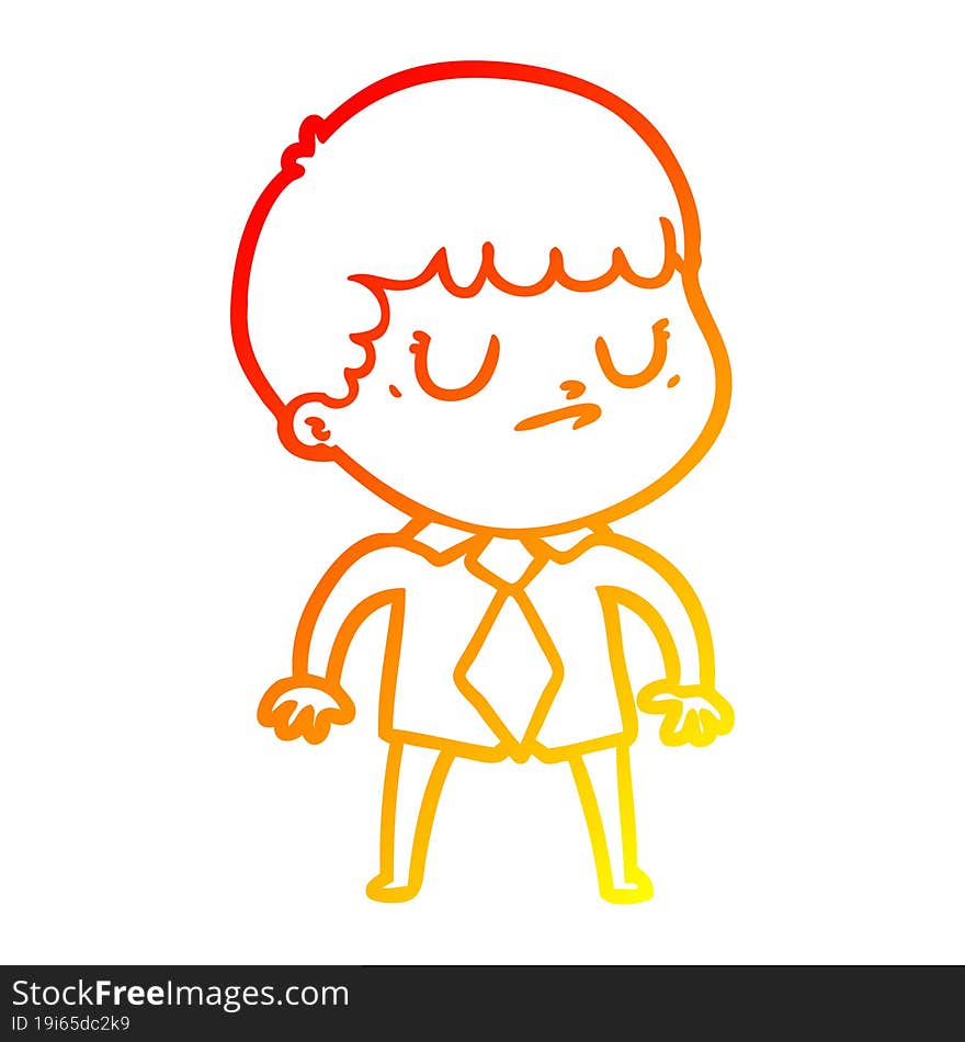 warm gradient line drawing cartoon grumpy boy