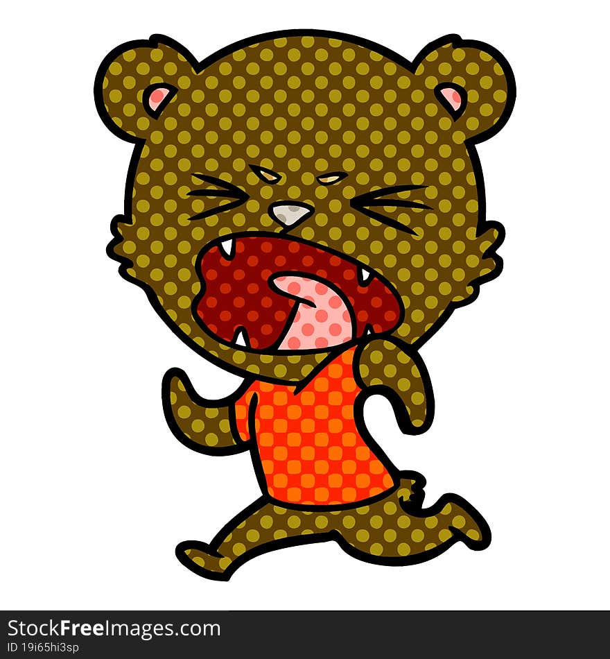 angry cartoon bear running. angry cartoon bear running