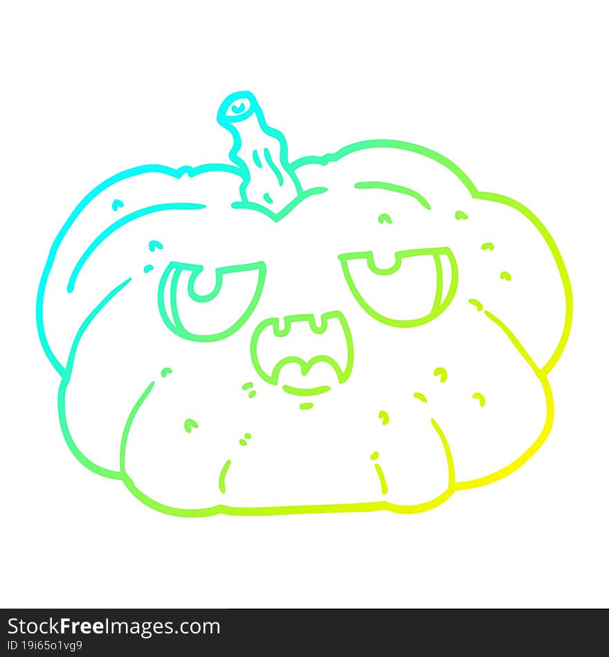 Cold Gradient Line Drawing Cartoon Pumpkin