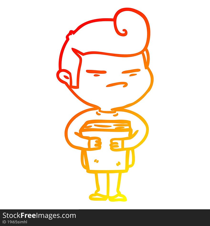 warm gradient line drawing cartoon cool guy with fashion hair cut