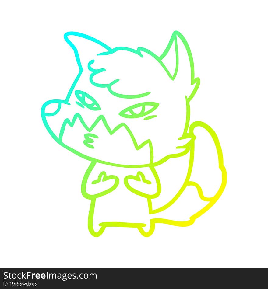 cold gradient line drawing clever cartoon fox