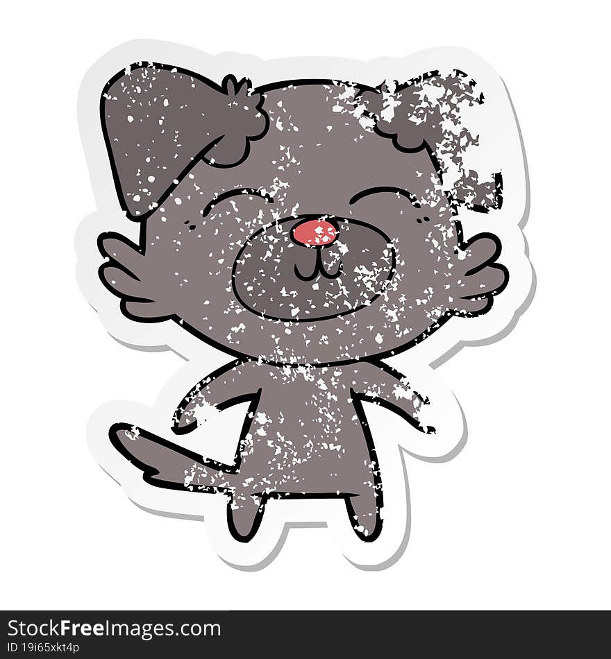 distressed sticker of a cartoon dog