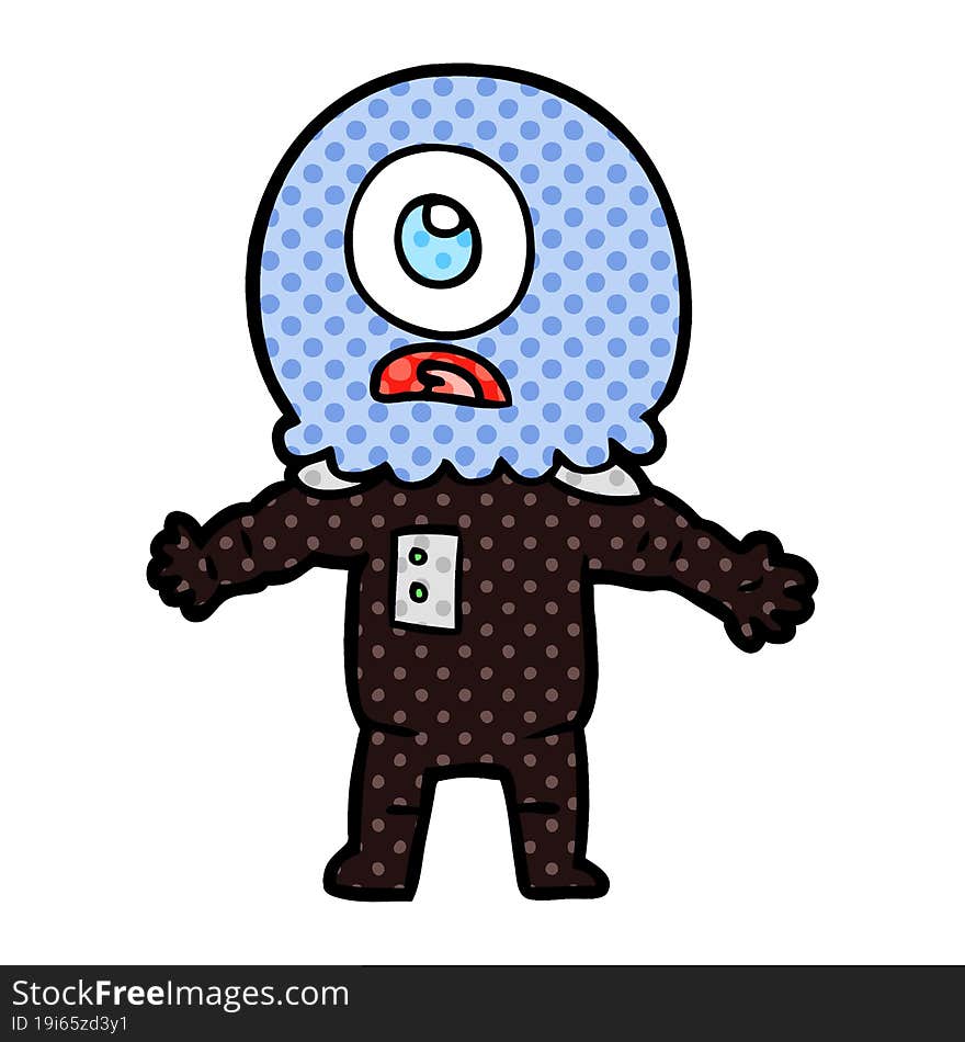 cartoon cyclops alien spaceman. cartoon cyclops alien spaceman