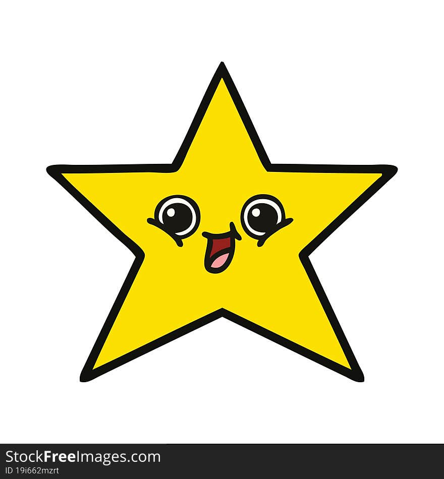 cute cartoon of a gold star. cute cartoon of a gold star