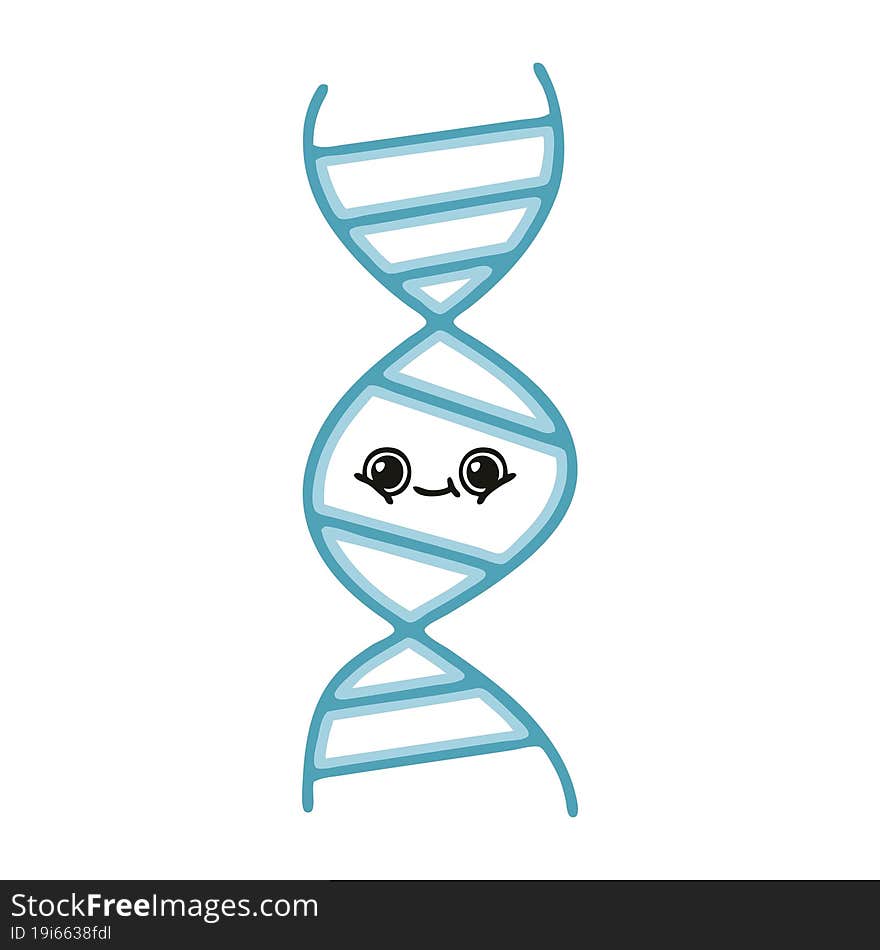 flat color retro cartoon of a DNA strand