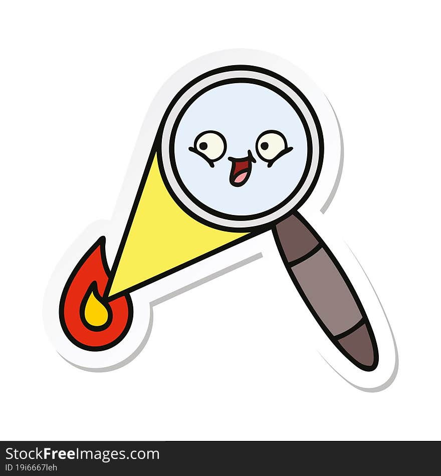 Sticker Of A Cute Cartoon Magnifying Glass