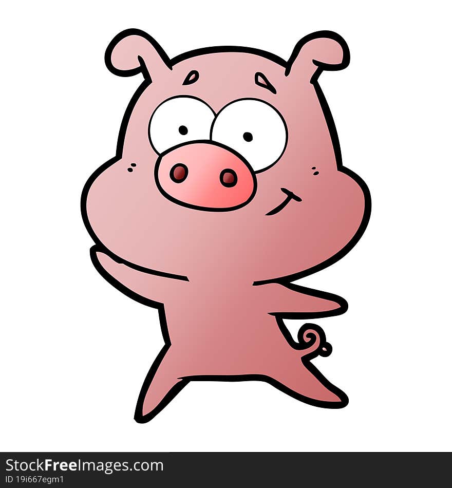 happy cartoon pig. happy cartoon pig