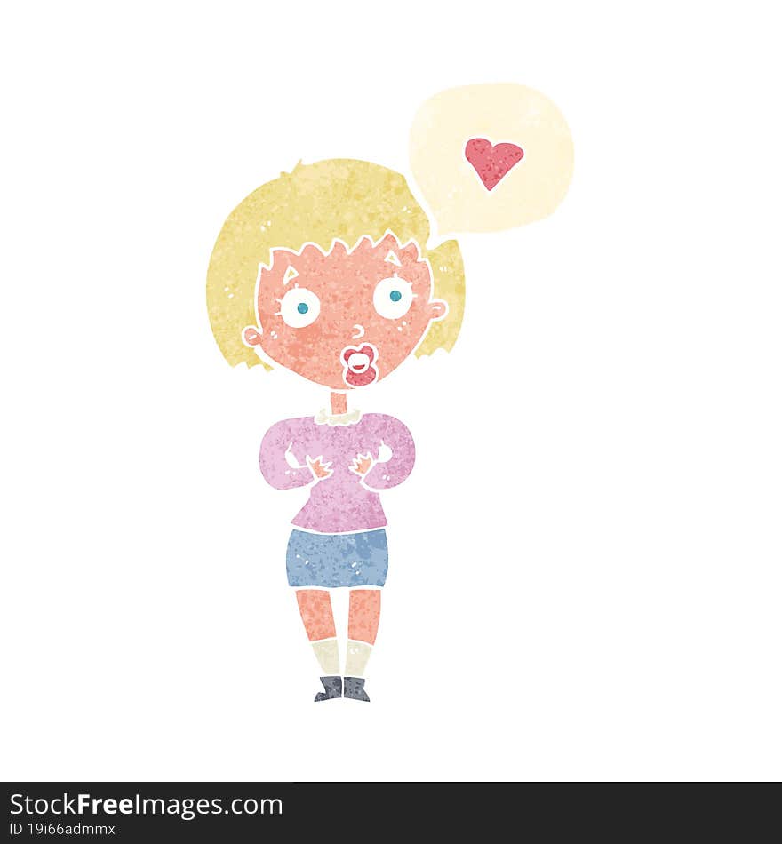 Cartoon Surprised Woman In Love