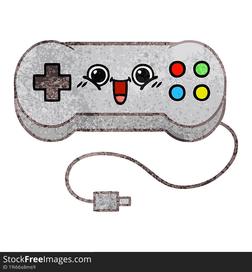 retro grunge texture cartoon of a game controller