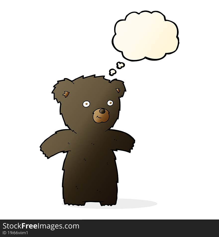 cute cartoon black bear with thought bubble