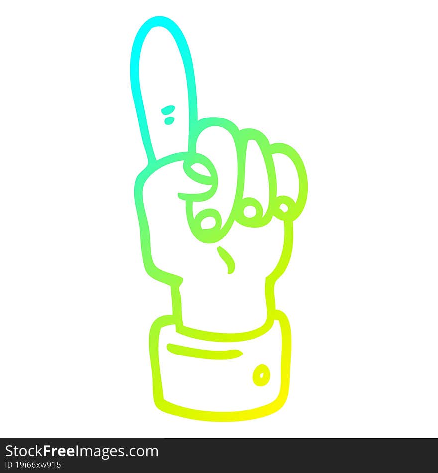 cold gradient line drawing of a cartoon pointing hand