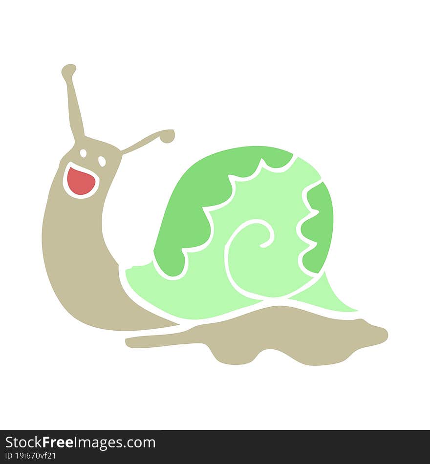 cute flat color style cartoon snail