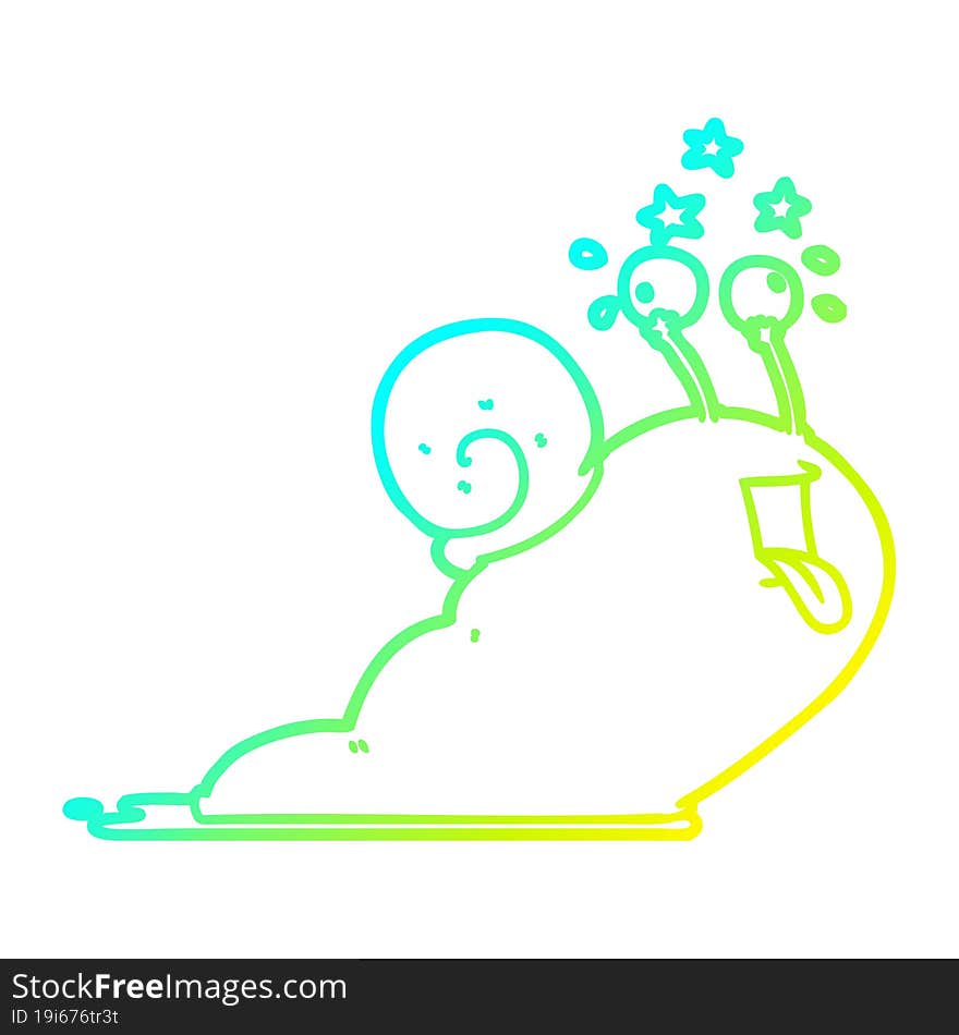 cold gradient line drawing crazy cartoon snail