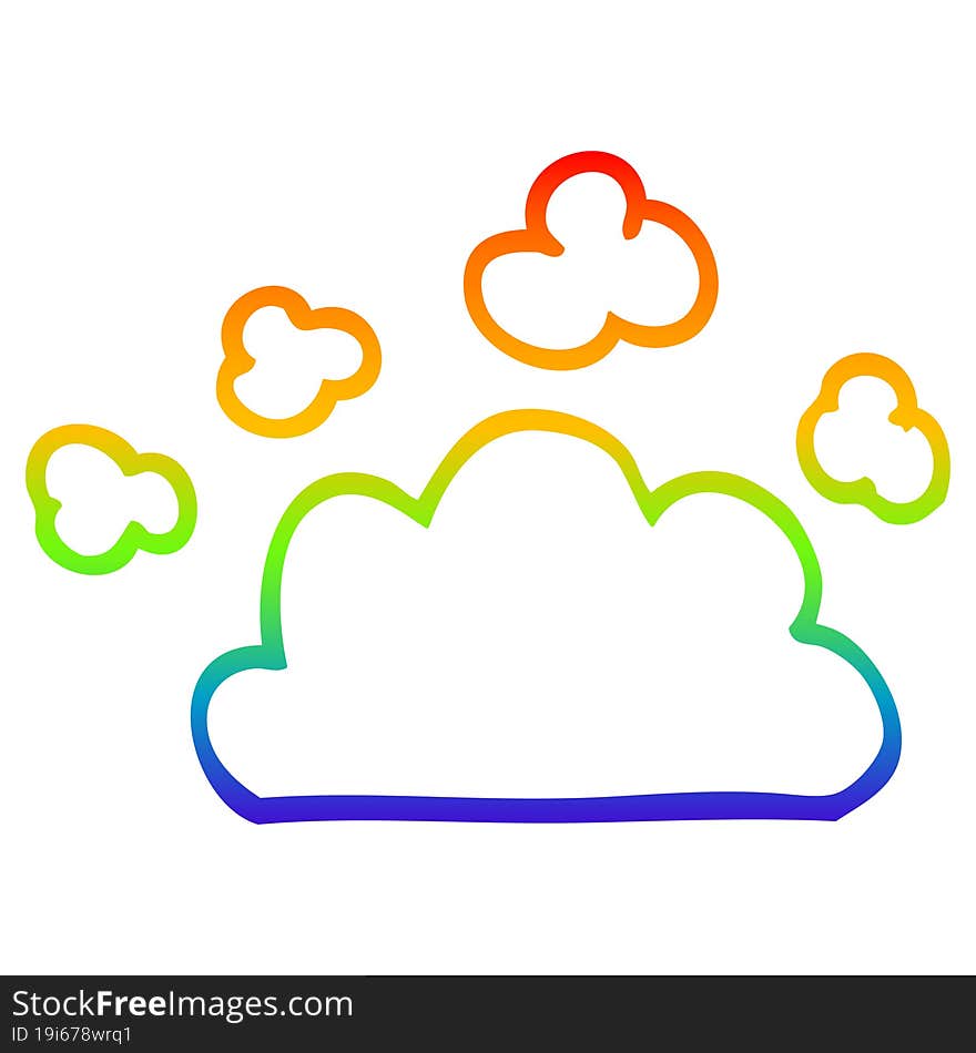 Rainbow Gradient Line Drawing Cartoon Weather Cloud