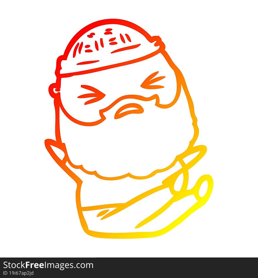 warm gradient line drawing cartoon man with beard