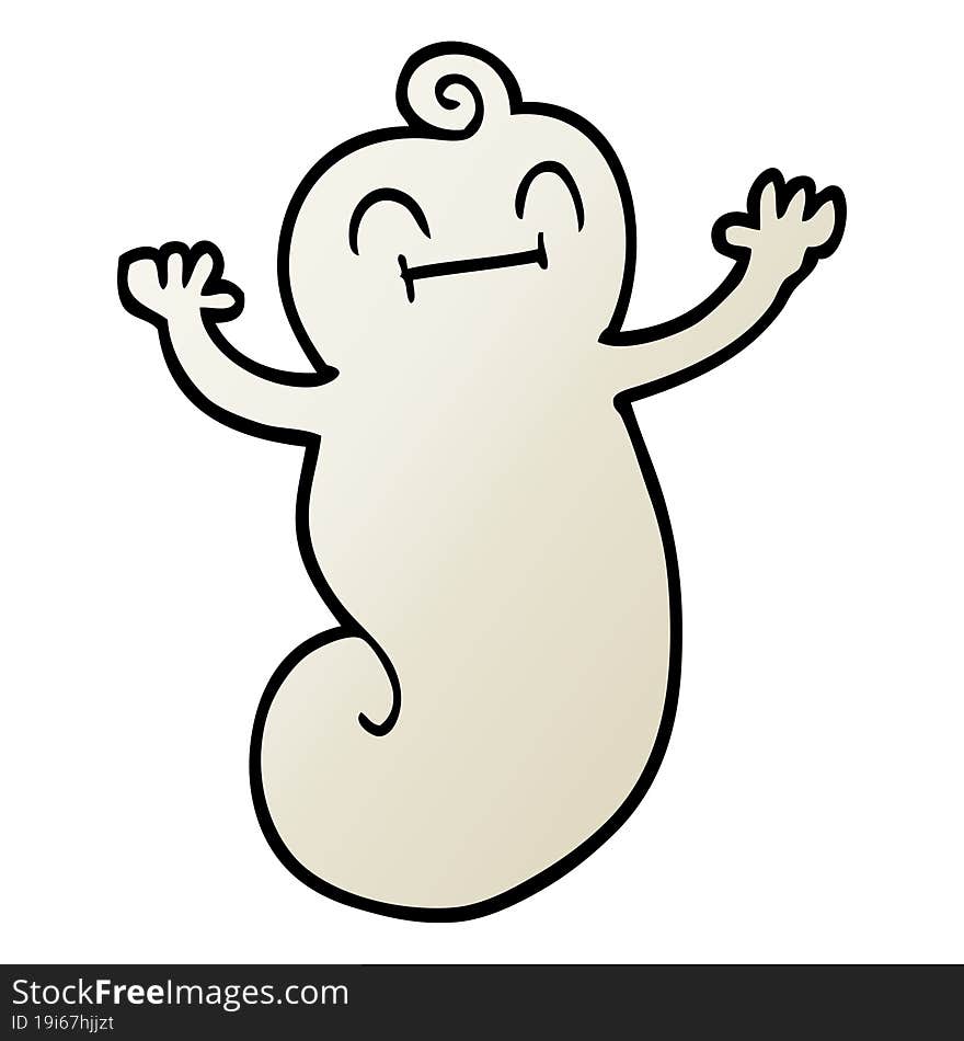 Vector Gradient Illustration Cartoon Happy Ghost