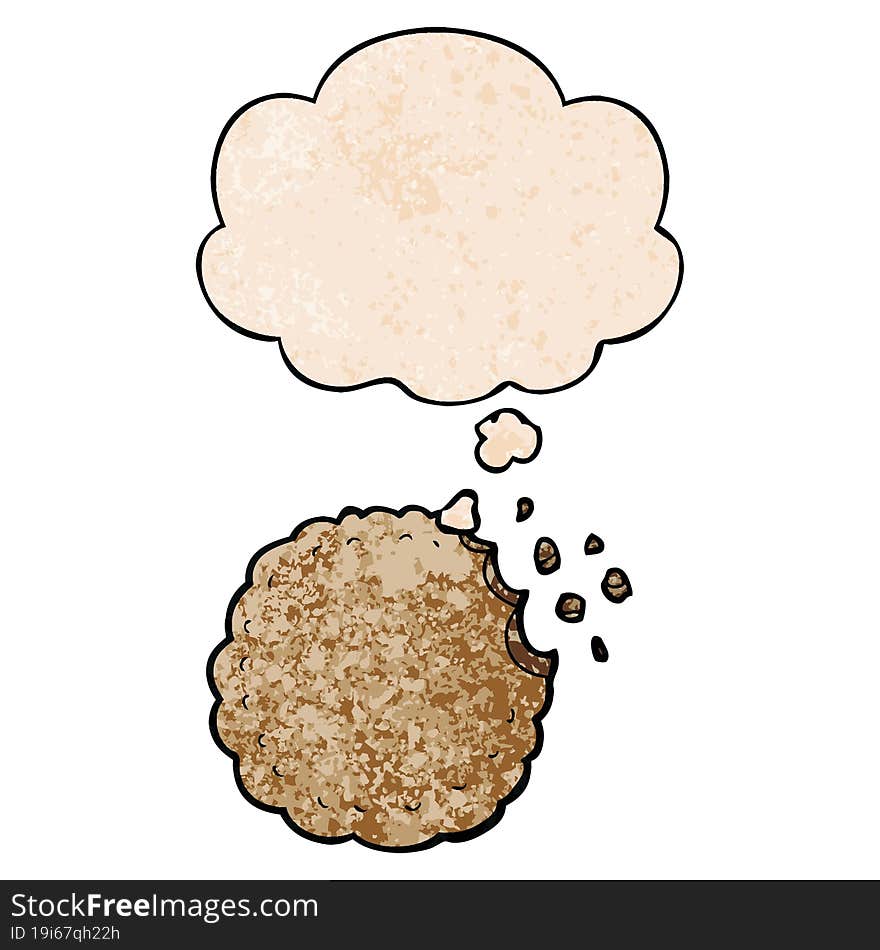 cartoon cookie and thought bubble in grunge texture pattern style