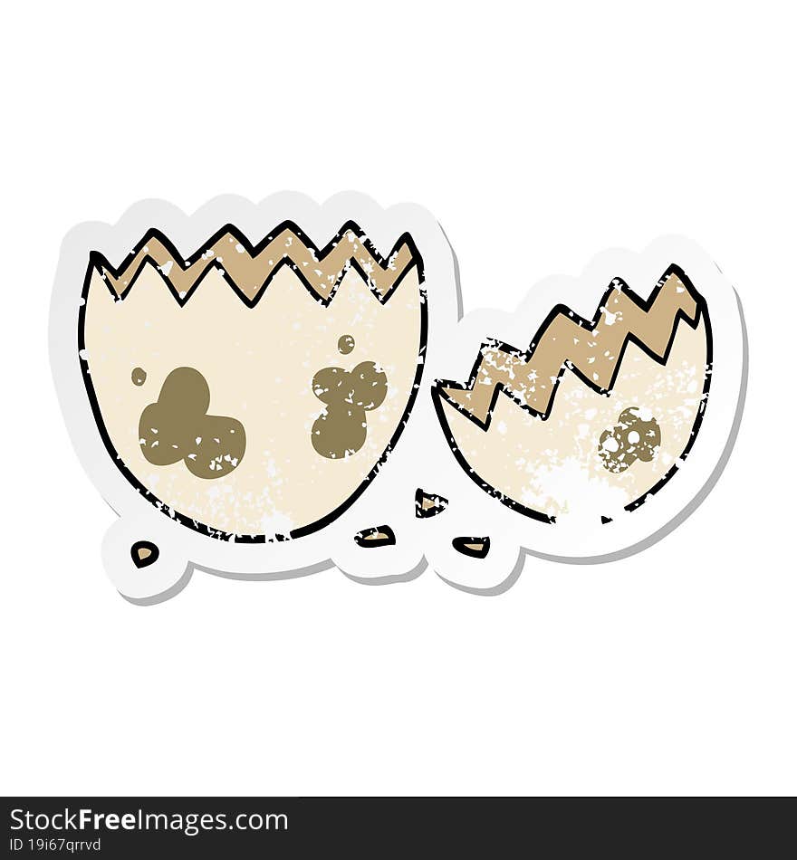 distressed sticker of a cartoon cracked egg