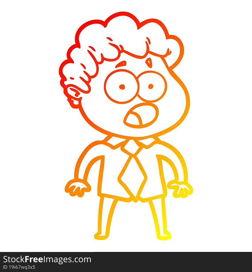 warm gradient line drawing cartoon man gasping in surprise