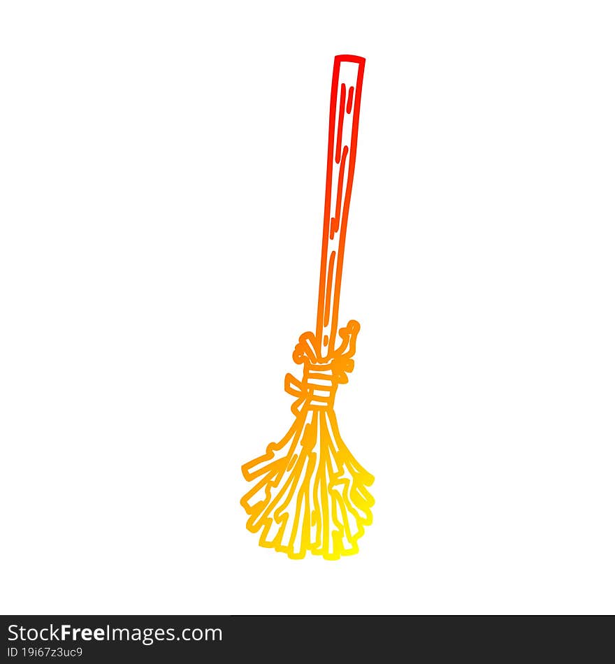 Warm Gradient Line Drawing Cartoon Magic Broom