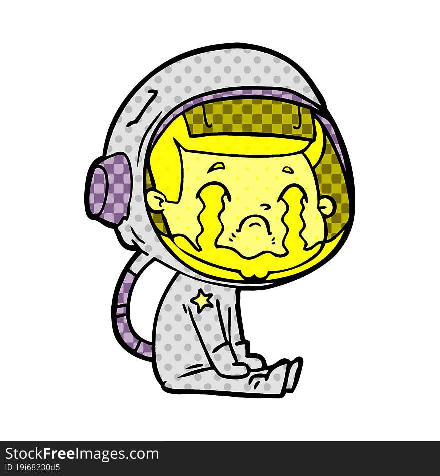 cartoon crying astronaut. cartoon crying astronaut