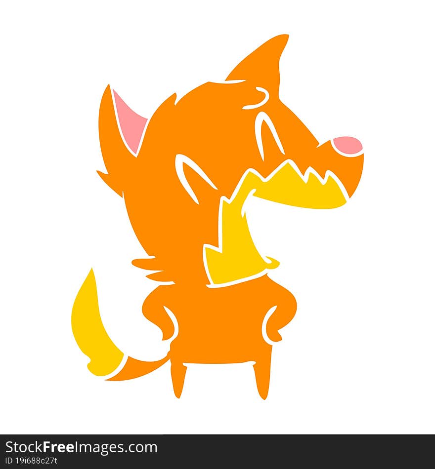 laughing fox flat color style cartoon