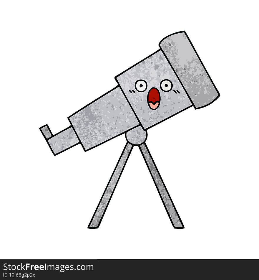 retro grunge texture cartoon of a telescope