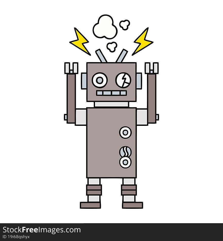 cute cartoon malfunctioning robot