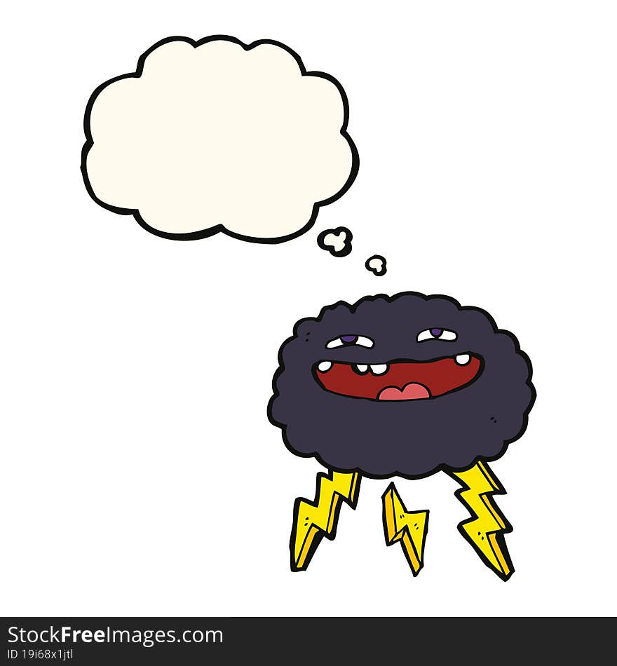 Happy Cartoon Cloud With Thought Bubble