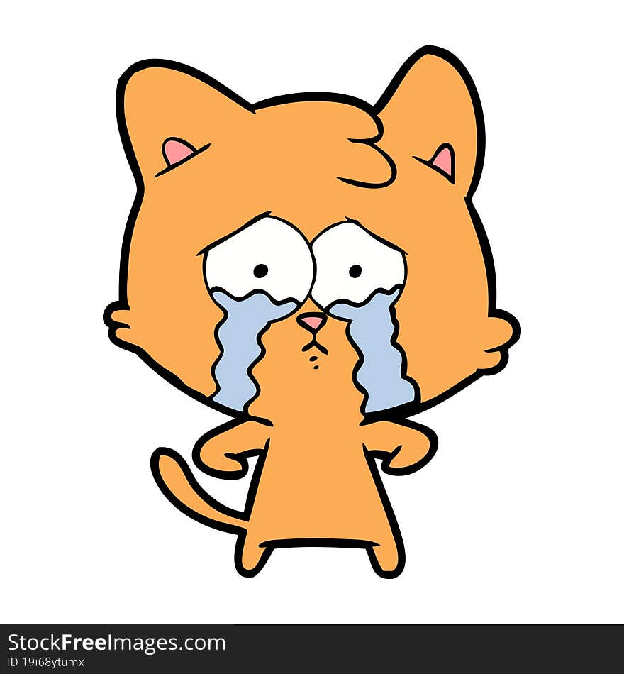 cartoon crying cat. cartoon crying cat