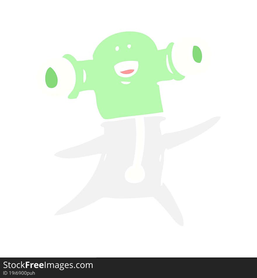 Friendly Flat Color Style Cartoon Alien