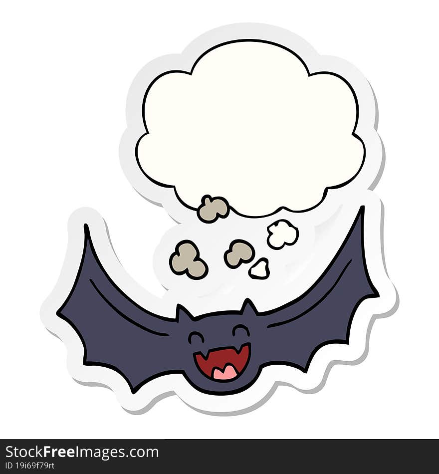 cartoon bat and thought bubble as a printed sticker