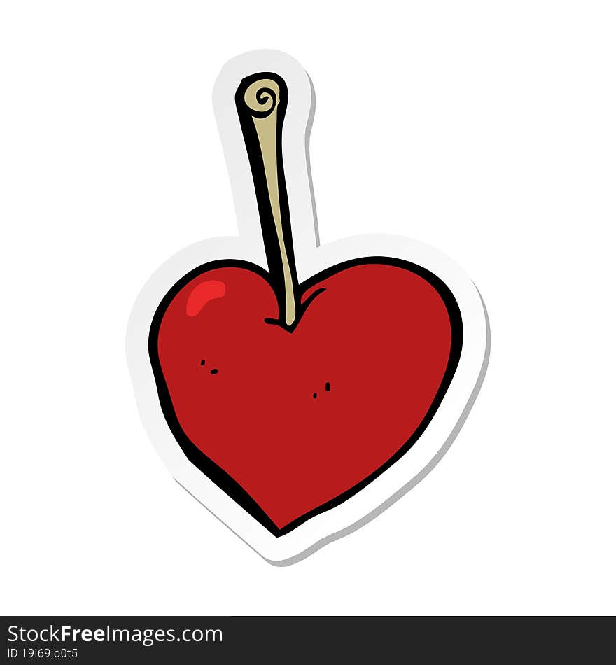 Sticker Of A Cartoon Heart Cherry