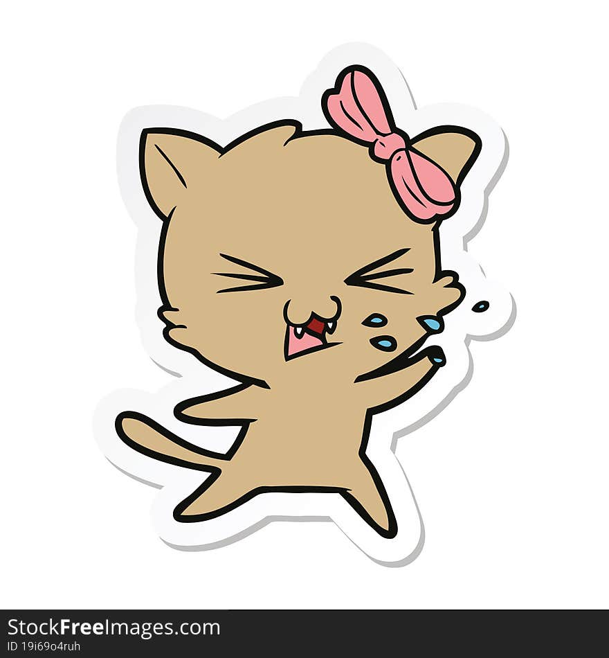 Sticker Of A Cartoon Cat